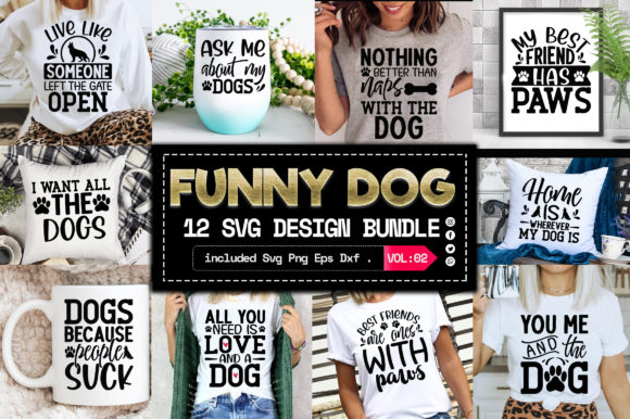 Funny Dog SVG Bundle for Graphics & T-Shirt Designs