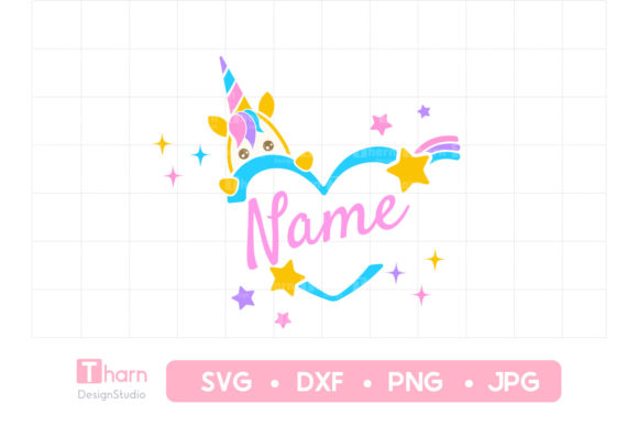 Unicorn Heart Star Monogram Name: Graphics for T-Shirt Designs
