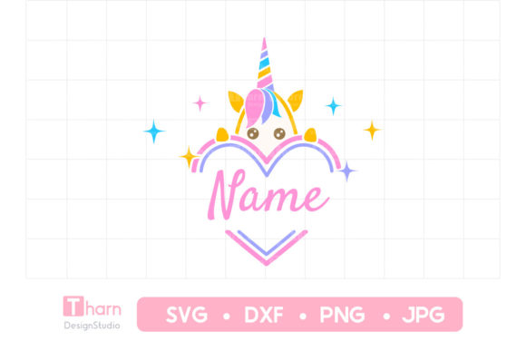 Unicorn Sparkle Heart Monogram: Graphics & T-Shirt Designs